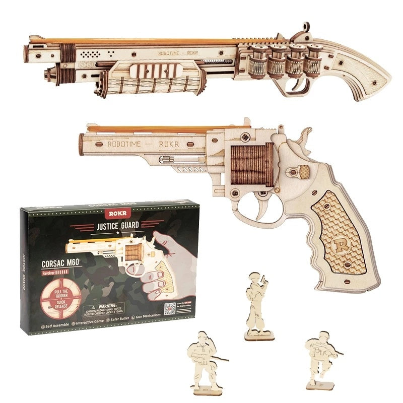 Robotime ROKR Revolver Pistool Model Speelgoed 3D Houten Puzzelspellen Knutsel Cadeau Voor Kinderen Jongens Verjaardag Kerstcadeau Dropship