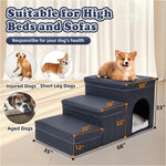 Opvouwbare hondentrap met opbergruimte - 3-laagse oprijplaat voor kleine tot middelgrote hondenrassen, Oxford-stof, geschikt voor hoge bedden en banken, hondentrap voor huisdieren, hondentrap