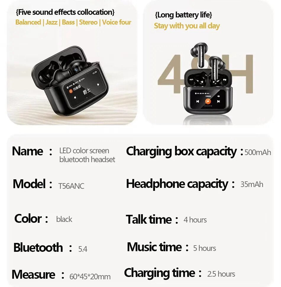 AWEI LED-touchscreen Bluetooth-headset met actieve ruisonderdrukking
