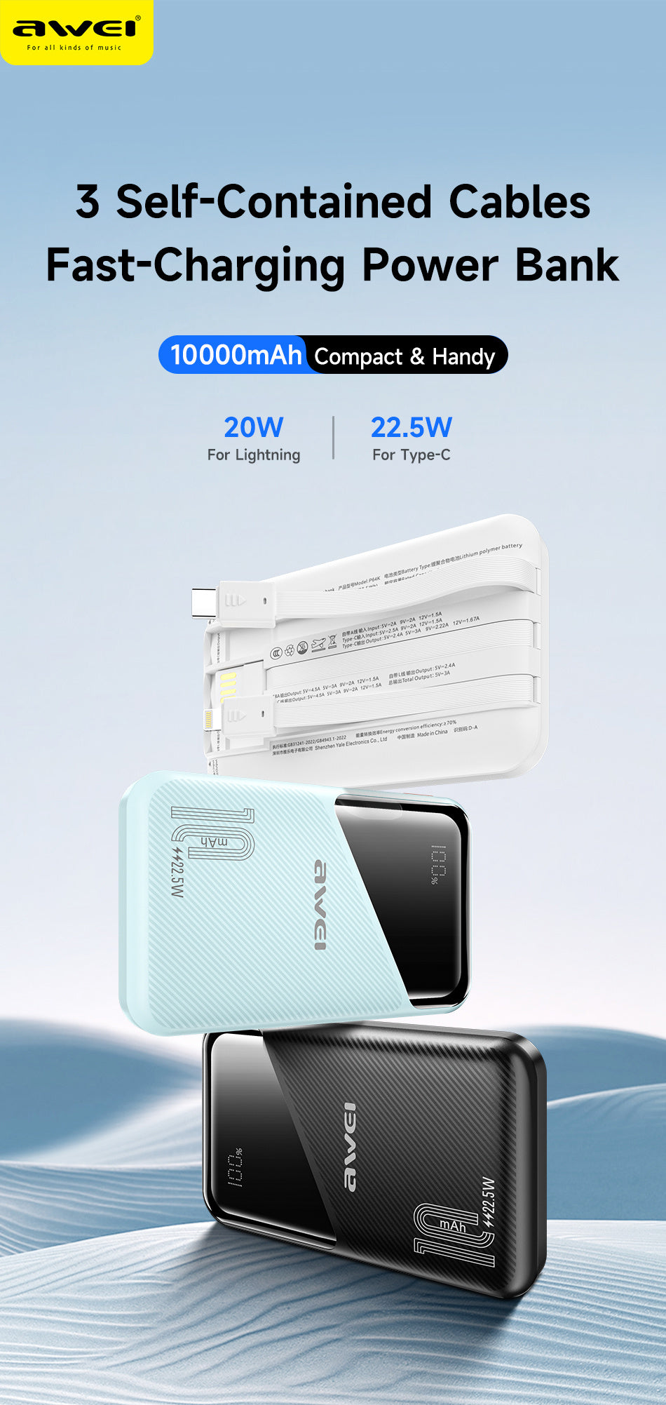 AWEI 22.5W Powerbank P64K