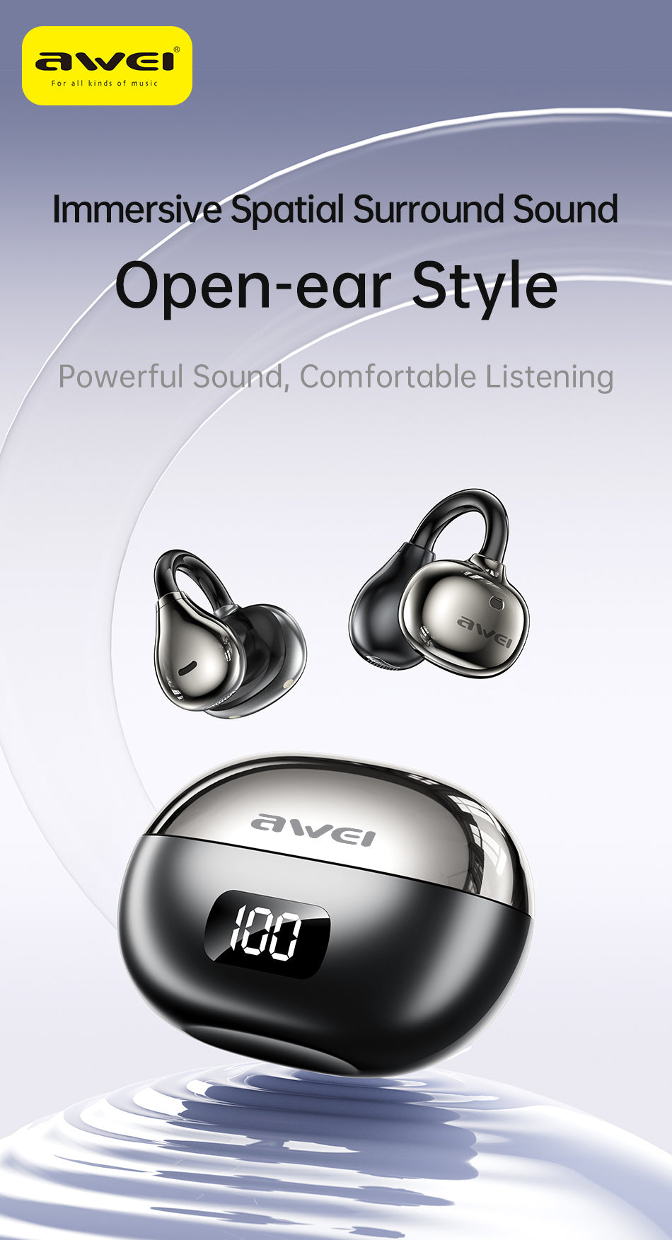 AWEI OWS Clip-on Bluetooth-hoofdtelefoon