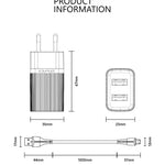AWEI C15L Dubbele USB-oplaadkop, Lightning-kabelset 1M