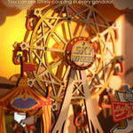 Robotime Rolife Sunset Carnival Muziekdoos met Lichtjes Voor Kinderen Volwassenen Huisdecoratie Luxe Design 3D Houten Puzzel Speelgoed