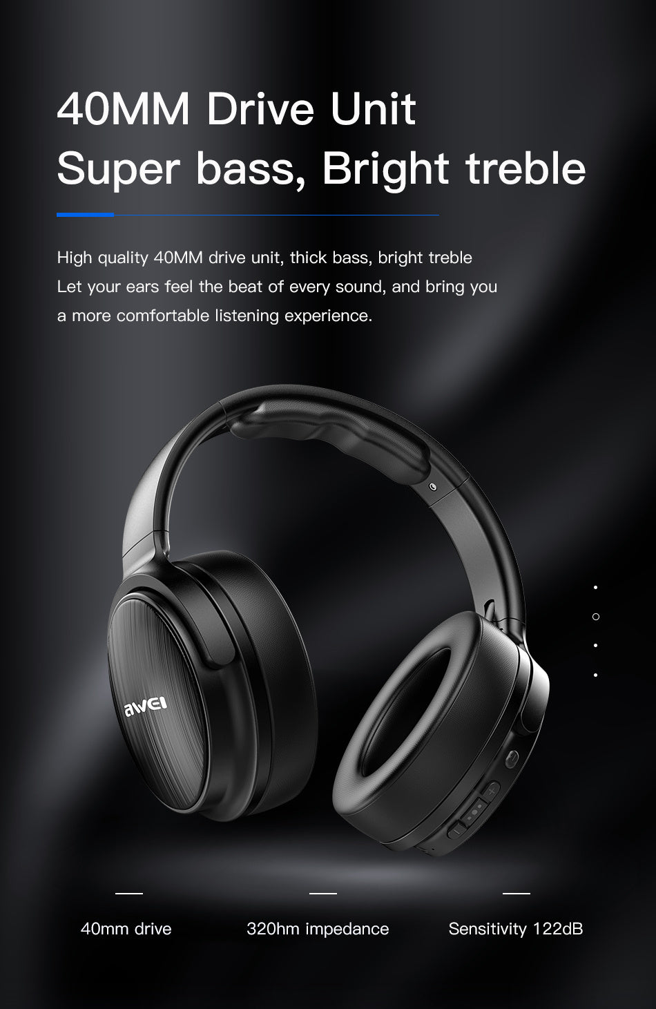 AWEI draadloze stereo Bluetooth-headset