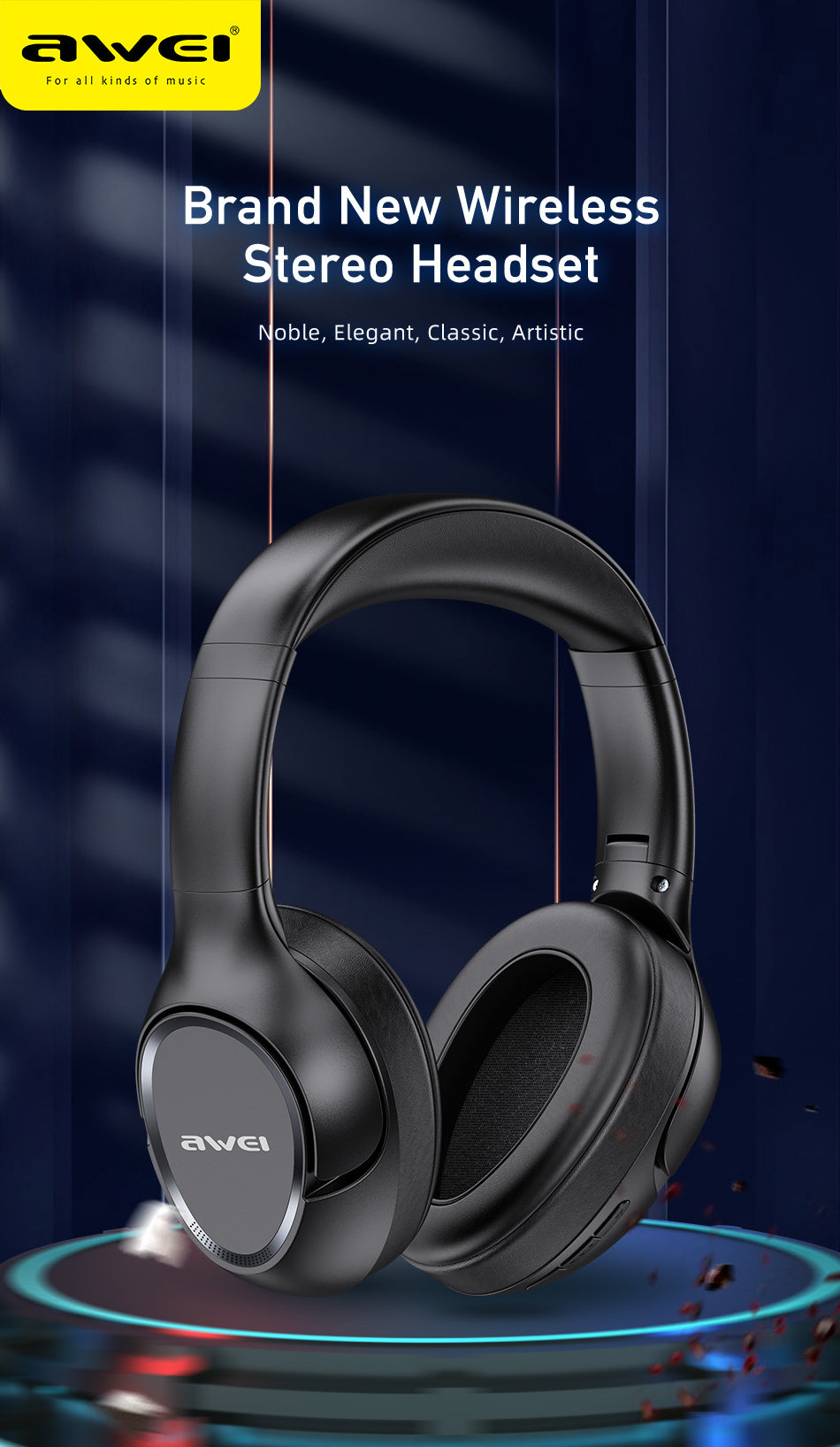 AWEI draadloze stereo Bluetooth-headset