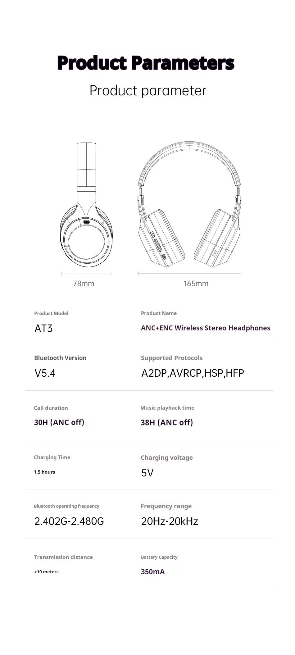 AWEI ANC ENC Hybrid Feed Actieve Droogte-Reducerende Bluetooth Headset Voor Het Dragen