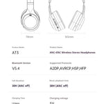 AWEI ANC ENC Hybrid Feed Actieve Droogte-Reducerende Bluetooth Headset Voor Het Dragen