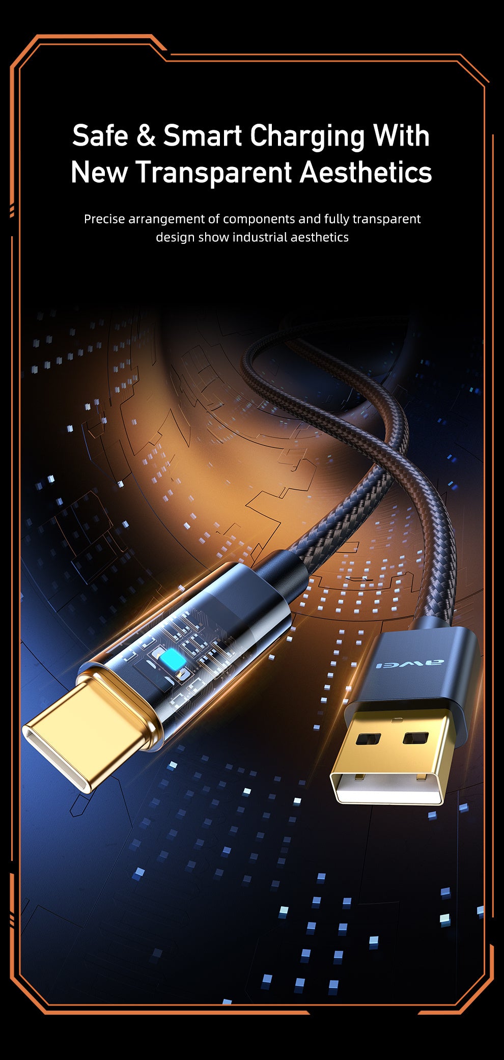 AWEI Smart Fast Charging Datakabel 1M