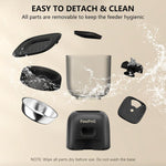 Slim kattenvoersysteem - Dual Power kattenvoerbak en waterdispenser met afsluitbaar deksel, droogzakje, nauwkeurige portiecontrole voor 4 dagelijkse maaltijden, 10 seconden spraakopnameoptie