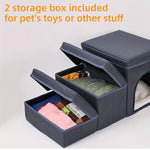 Opvouwbare hondentrap met opbergruimte - 3-laagse oprijplaat voor kleine tot middelgrote hondenrassen, Oxford-stof, geschikt voor hoge bedden en banken, hondentrap voor huisdieren, hondentrap