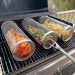 Rollende grillmand, metalen barbecuemand, draagbaar barbecue-rek voor buiten, keukengadgets