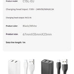 AWEI C15L Dubbele USB-oplaadkop, Lightning-kabelset 1M