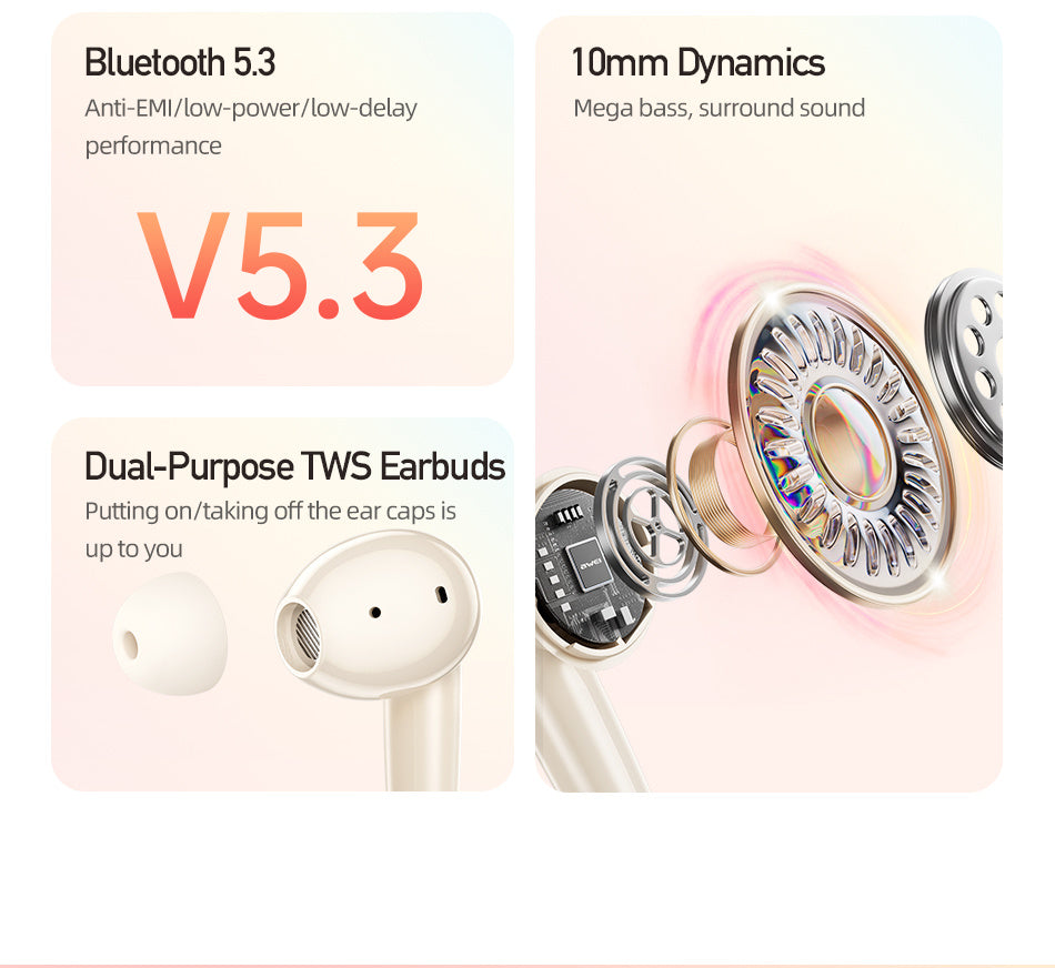 AWEI ENC In-ear Semi-in-ear Noise Cancelling Bluetooth-hoofdtelefoon
