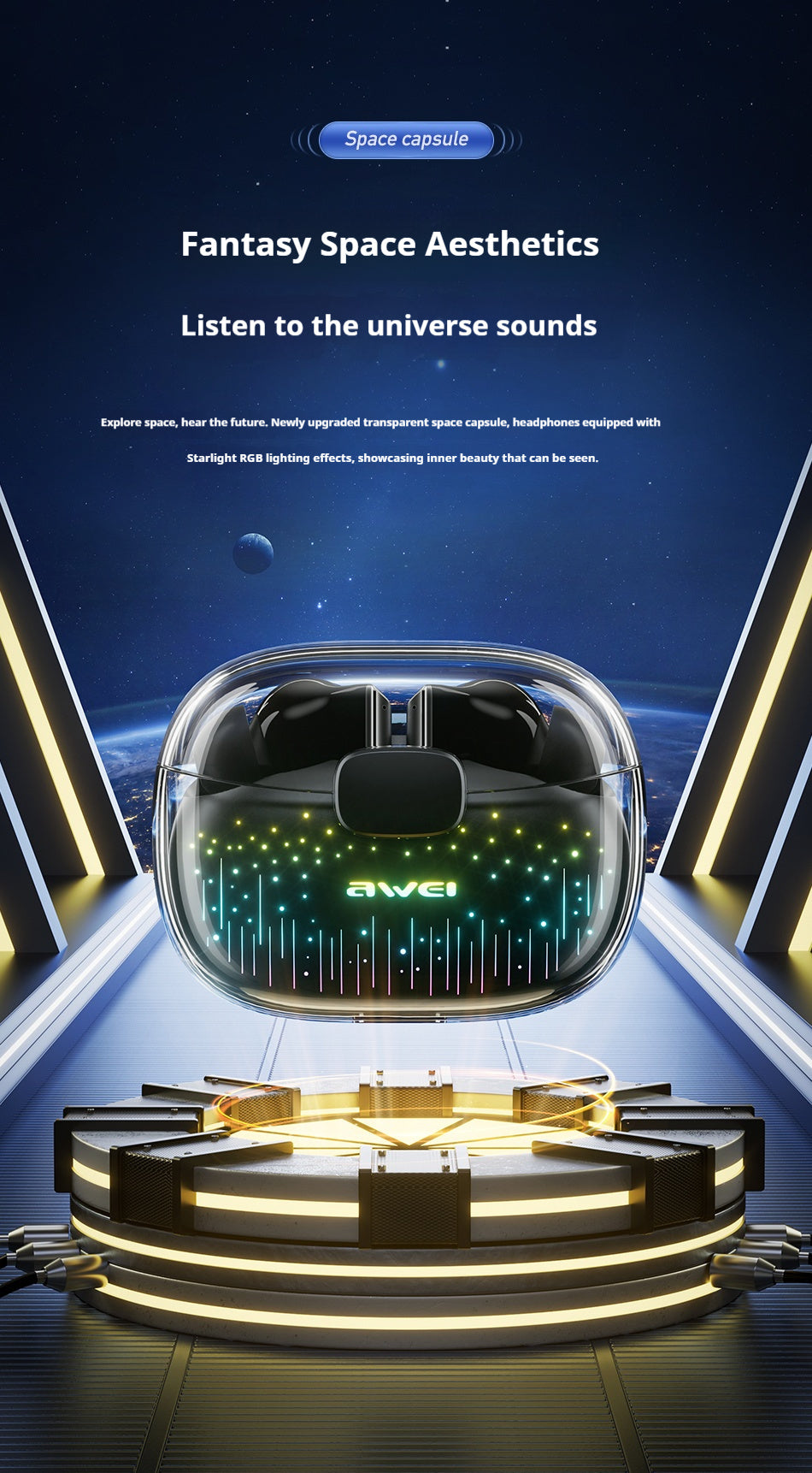 AWEI Starry Sky Dual Microphone Actieve ruisonderdrukking Gaming Bluetooth Headset