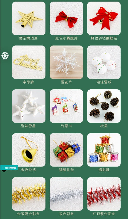 Kerstboom, energiebesparende led-verlichting, inclusief 195 hangers, rokken en leuningen