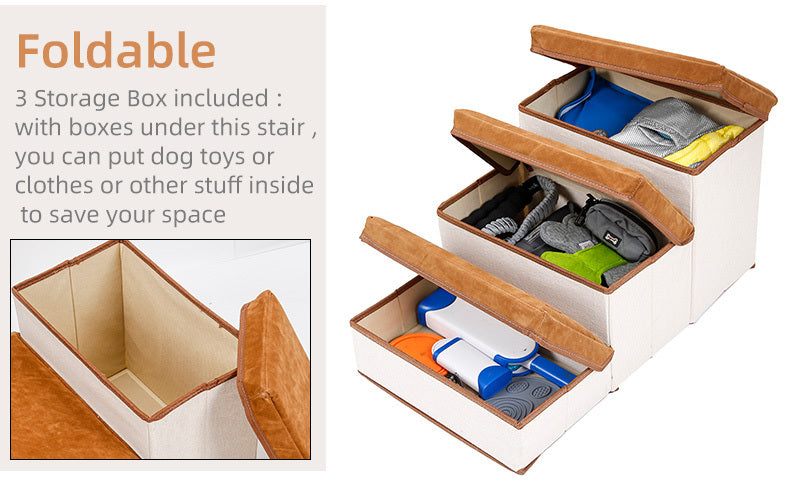 Kleine hondentrappen - Huisdierentrappen voor banken en hoge bedden, opvouwbare treden, opbergruimte voor speelgoed voor huisdieren, kattentrappen voor op bed - Hiermee hebben uw huisdieren direct en gemakkelijk toegang tot uw bank of bed