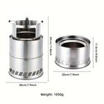 Met de draagbare ronde houtskoolkachel van roestvrij staal creëert u eenvoudig een mobiel houtskoolvuurfeest.