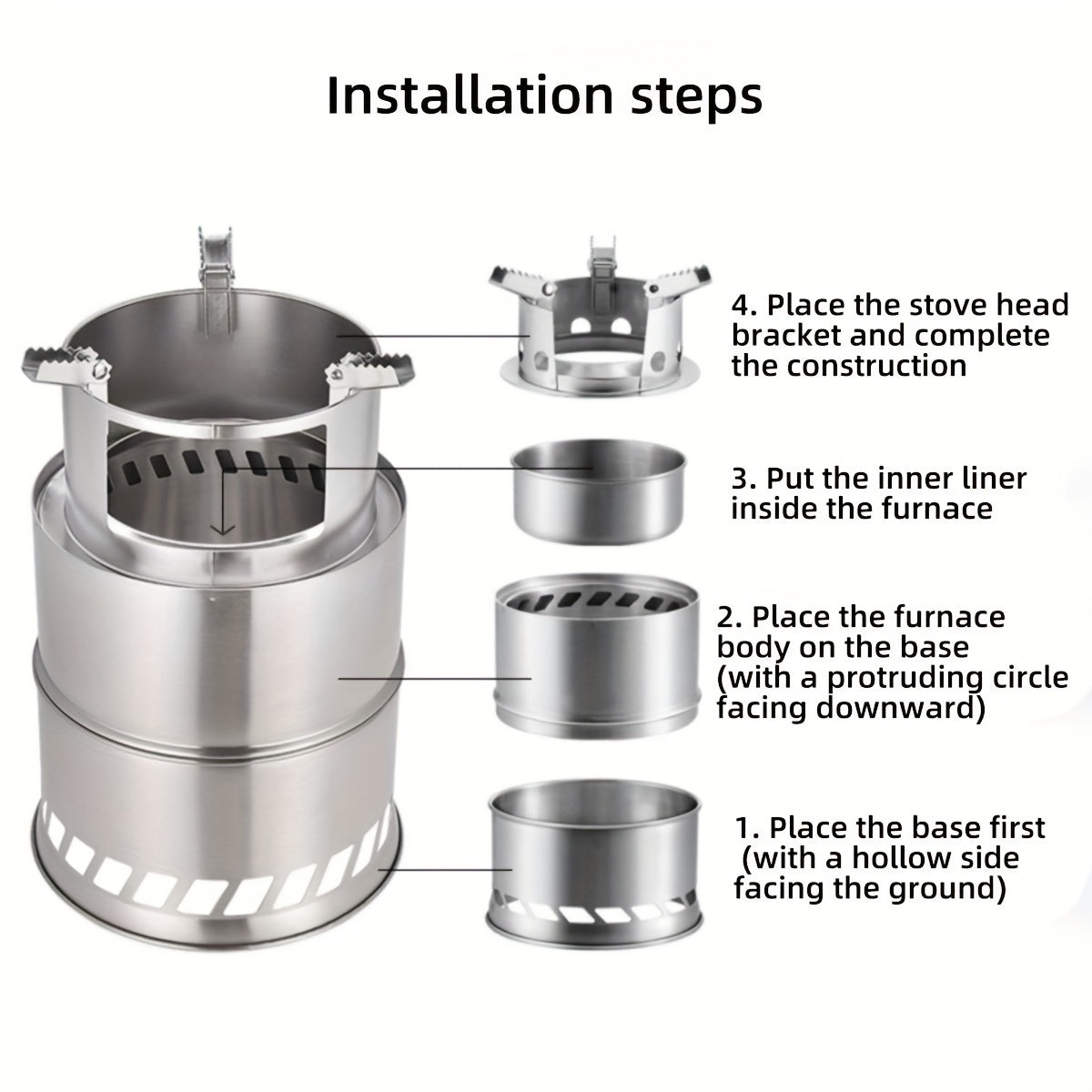 Met de draagbare ronde houtskoolkachel van roestvrij staal creëert u eenvoudig een mobiel houtskoolvuurfeest.