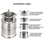 Met de draagbare ronde houtskoolkachel van roestvrij staal creëert u eenvoudig een mobiel houtskoolvuurfeest.