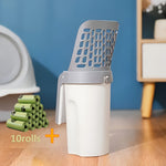 10-delige luxe kattenbakschepset - Duurzaam PP-materiaal voor langdurig gebruik, efficiënte kattenbakzeef met geïntegreerde afvalzakdispenser voor eenvoudige reiniging, geschikt voor alle kattenrassen en kattenbakvullingen.