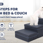 Opvouwbare hondentrap met opbergruimte - 3-laagse oprijplaat voor kleine tot middelgrote hondenrassen, Oxford-stof, geschikt voor hoge bedden en banken, hondentrap voor huisdieren, hondentrap