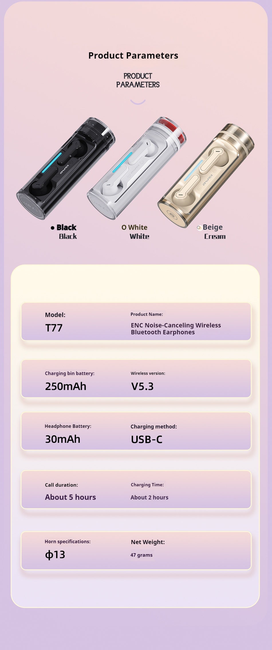 AWEI Vier-microfoon ENC-oproep droogreducerende Bluetooth-headset