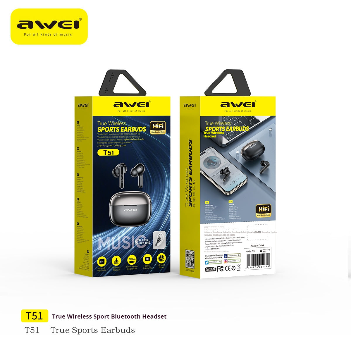 AWEI True Wireless Sport Bluetooth-oortelefoons