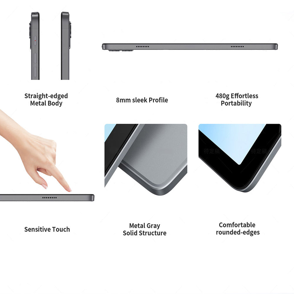 G-tab T11 Android 14 Tablet 10.1 Inch 1280&800 IPS Scherm Unisoc T606 8 Core Max 1.6GHz 8GB RAM 4GB & 4GB Uitbreiding 128GB ROM 2.4&5GHz WiFi Bluetooth 5.0 6580mAh Batterij 8MP & 13MP Camera Dual 4G