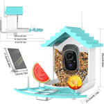 Voederhuisje met camera, AI-herkenning van vogelsoorten, slimme vogelcamera op zonne-energie, automatische opname van 2K-video's van vogels in de achtertuin, directe meldingen, ideale cadeaus voor familie en vogelliefhebbers