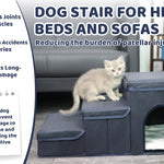 Opvouwbare hondentrap met opbergruimte - 3-laagse oprijplaat voor kleine tot middelgrote hondenrassen, Oxford-stof, geschikt voor hoge bedden en banken, hondentrap voor huisdieren, hondentrap