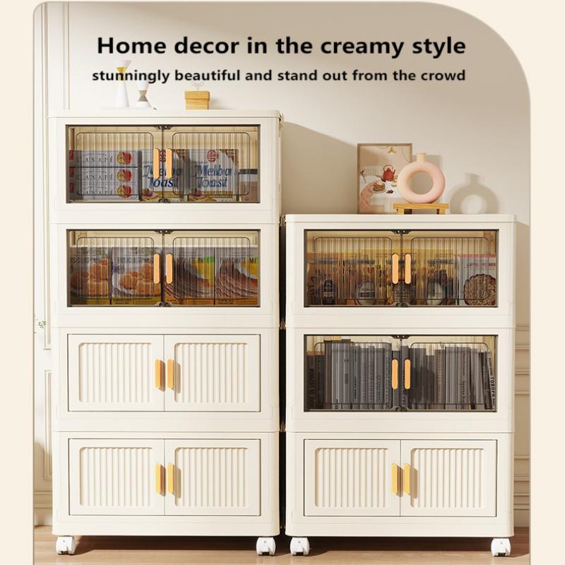 Multifunctionele opbergkast, verplaatsbaar, met een breedte van 50 cm. Geschikt voor woonkamers, keukens, badkamers en kantoren, en kan in meerdere gestapelde units worden gebruikt.