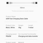 AWEI Type-C Naar Type-C Snellaadkabel 1M