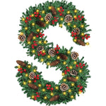 Kerstkrans, groene kerstkrans met 20 dennenappels, 90 rode bessen, kerstdecoratie voor binnen en buiten, schouw, open haard