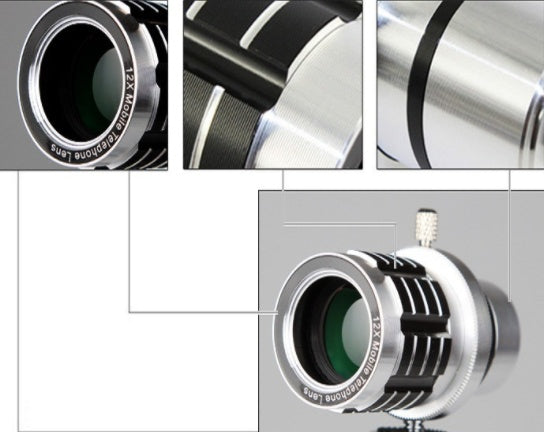 12X Mobiele Telescoop Algemene 12 Keer Lange Focal Camera Lens Met Drie Voet Reizen Universele Universele Almachtige