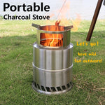 Met de draagbare ronde houtskoolkachel van roestvrij staal creëert u eenvoudig een mobiel houtskoolvuurfeest.