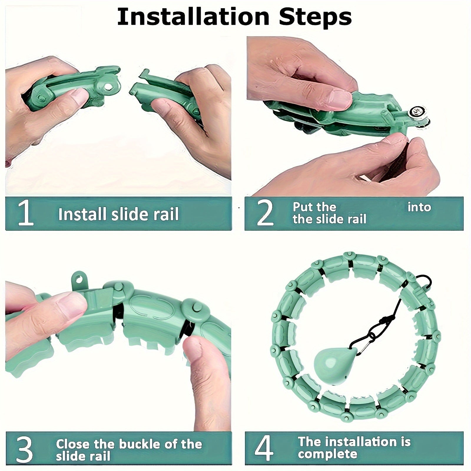 Verstelbare Smart Fitnessring met gewichtsbal - Stil, groen, PC-materiaal voor thuisworkouts en lichaamsvorming, 30-minuten timer, verwijderbare knoop - Ideaal voor joggen, zwemmen, fietsen en yoga, trainingsaccessoires