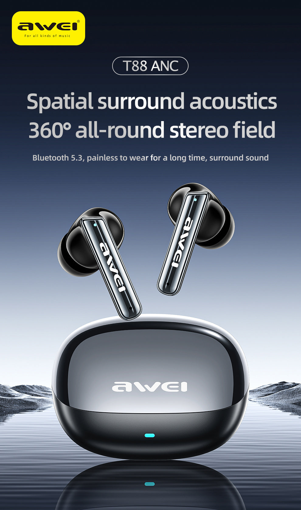 AWEI ANC ENC True Wireless Sport Bluetooth-oortelefoons