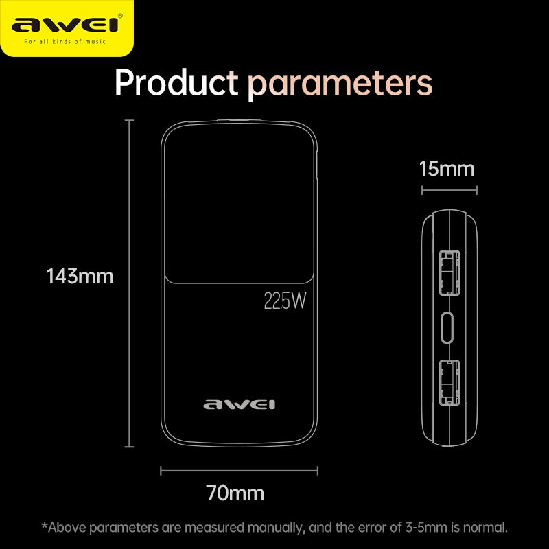 AWEI 22.5W snellaad-powerbank