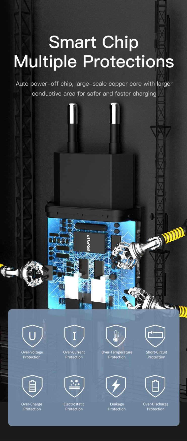 AWEI TYPE-C-kabel Kabel 1M Oplaadkop