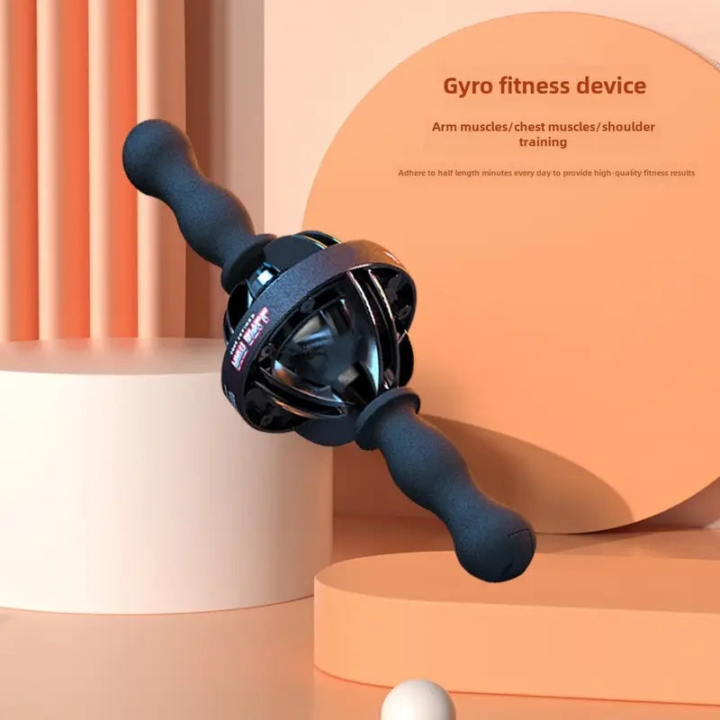 1 st. Zwarte Gyro Fitness Trainer met roestvrijstalen kern, pols- en onderarmtrainer met trekkoord, geschikt voor thuisgebruik, niet-elektrisch draagbaar fitnessapparaat, versterkt spieren en vermindert spiermassa, fitnessaccessoires