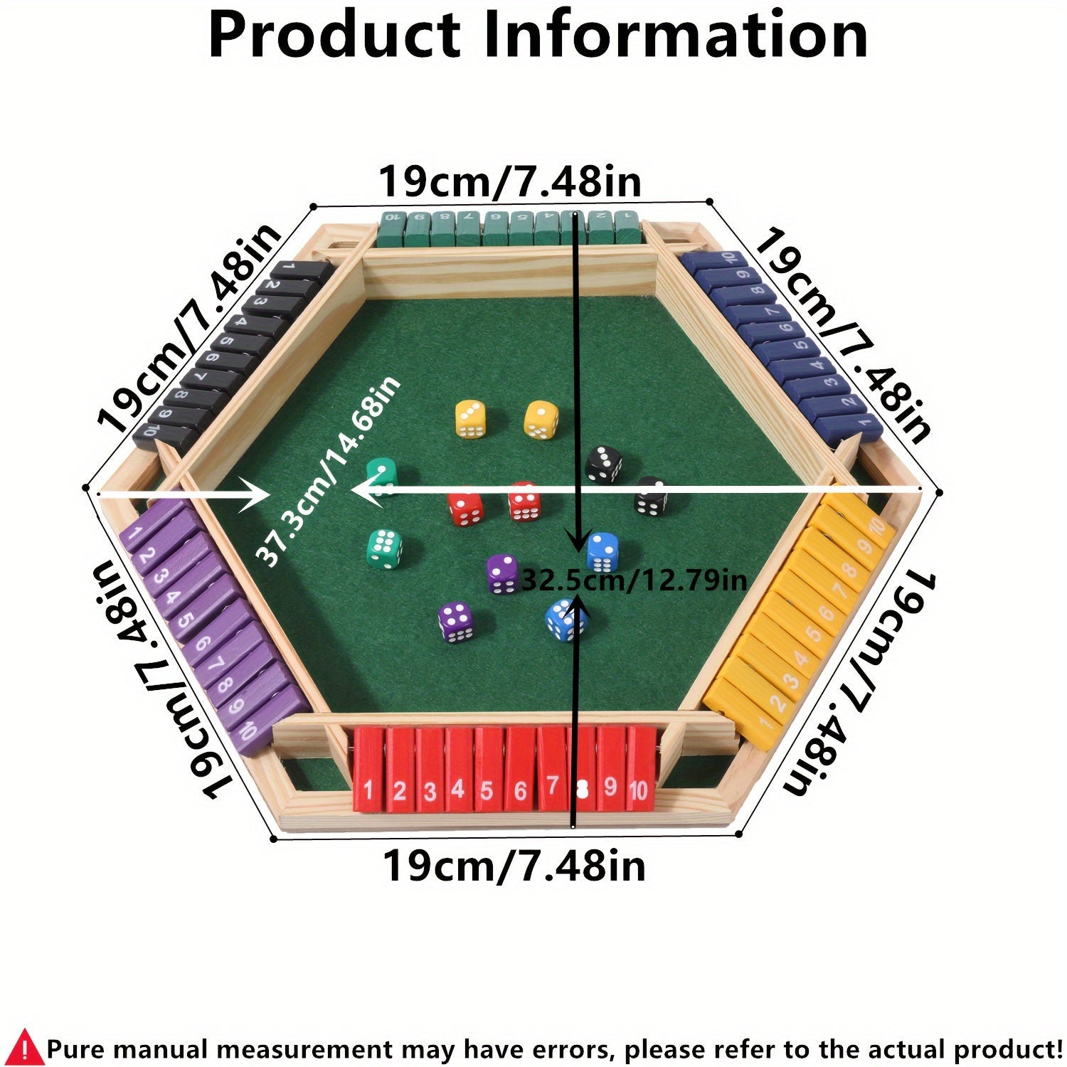 Shut The Box Dobbelspel, 6-zijdig educatief Shut The Box Wiskundespel van hout met 12 dobbelstenen voor feestjes voor volwassenen.
