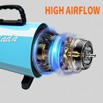 Professionele föhn voor het verzorgen van huisdieren met instelbare snelheid en temperatuur, 4 mondstukken voor honden en katten, stille, robuuste föhn - elektrisch met snoer, roze en blauw