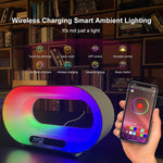 Multifunctioneel 3-in-1 LED-nachtlampje APP-bediening RGB-sfeer bureaulamp Slimme multifunctionele draadloze oplader Wekker