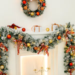 24 inch voorverlichte kerstkrans met lampjes - kunstmatige slinger met dennenappels, rode bessen, strik voor voordeur, muur, binnen- en buitendecoratie