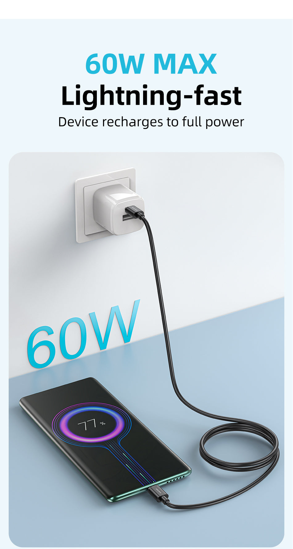 AWEI Type-C Naar Type-C Snellaadkabel 1M