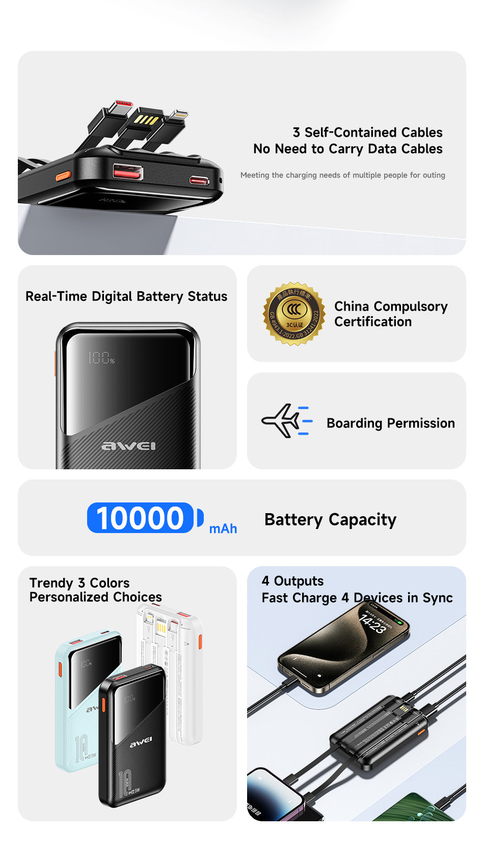 AWEI 22.5W Powerbank P64K