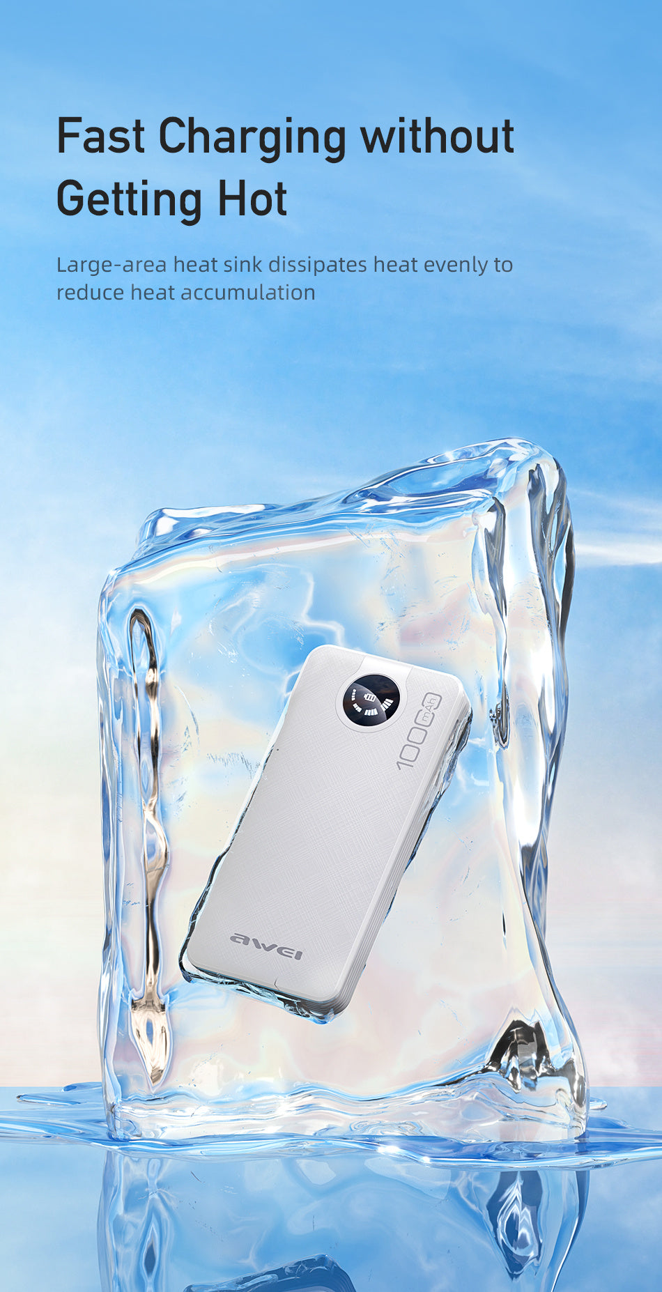 AWEI Ingebouwde bedrade intelligente powerbank met meerdere uitgangen