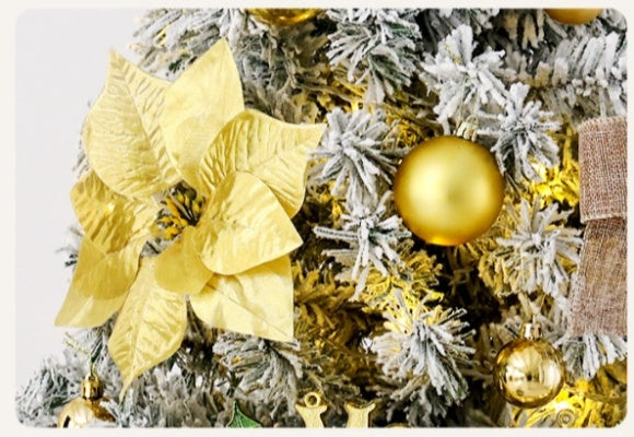 Besneeuwde kerstboom met timer en 27 ornamenten - tafeldecoratie met 80 takken