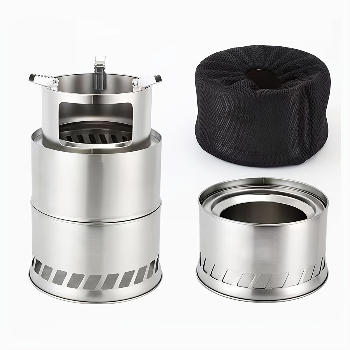 Met de draagbare ronde houtskoolkachel van roestvrij staal creëert u eenvoudig een mobiel houtskoolvuurfeest.