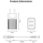 AWEI C15T Dubbele USB-Oplaadkop, Type-C-Kabelset 1M